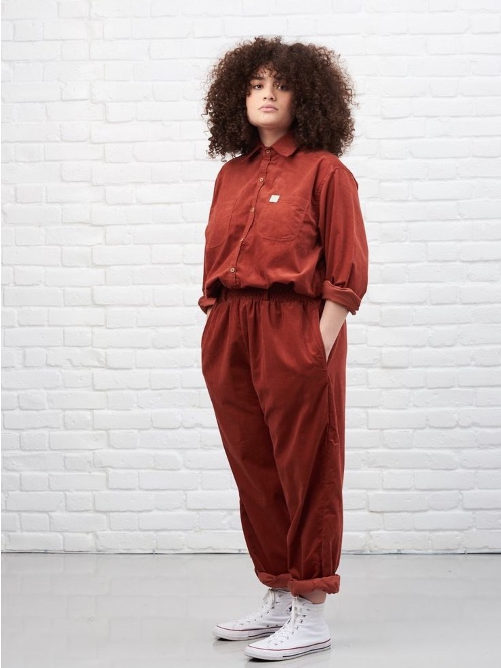 Lucy & Yak βEddieβ Clay Organic Corduroy Boilersuit Jumpsuit Sz S